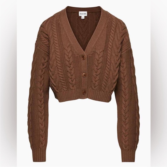 Sunday Best Sweaters - Aritzia Sunday Best Brown Cropped Cardigan Sweater